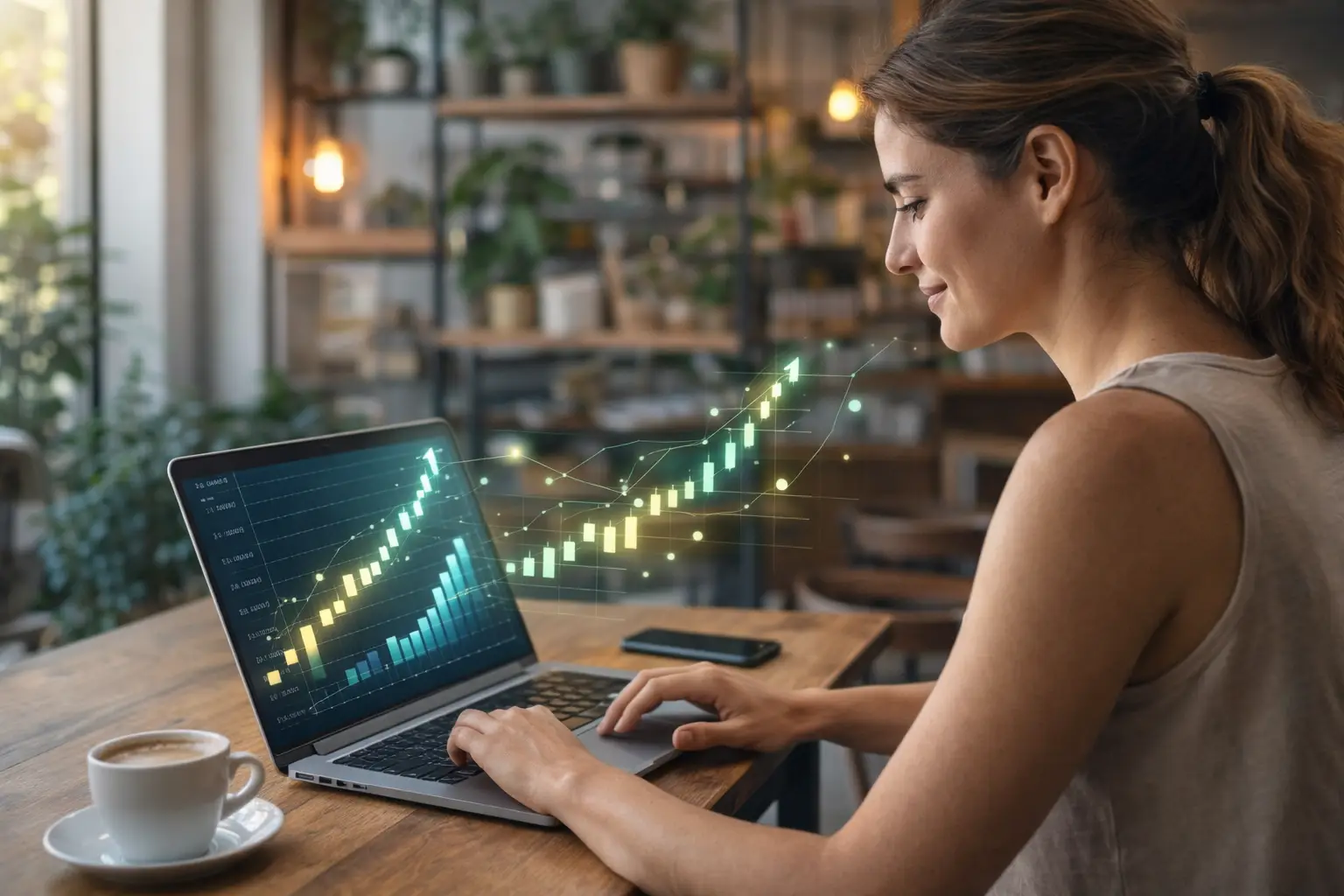 Empreendedora analisando a presença digital da empresa com apoio da Orizon Mídia