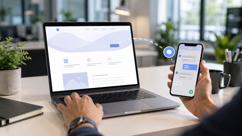 Visitante clicando no WhatsApp após navegar em uma página de serviço