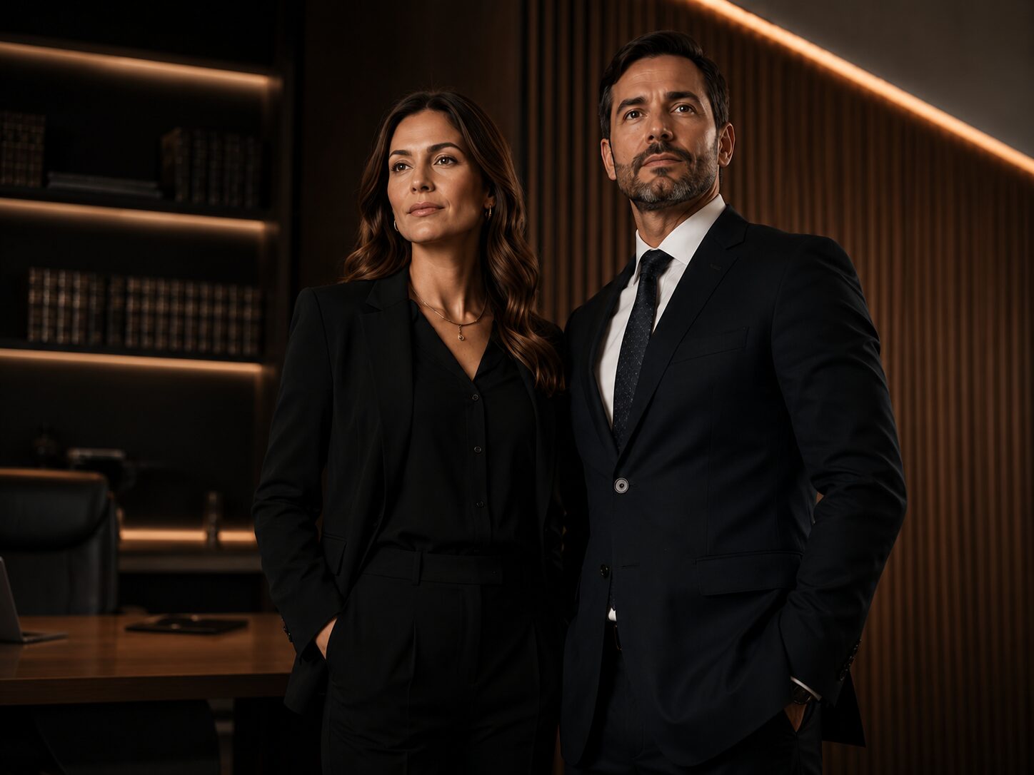 Equipe de advogados em ambiente corporativo